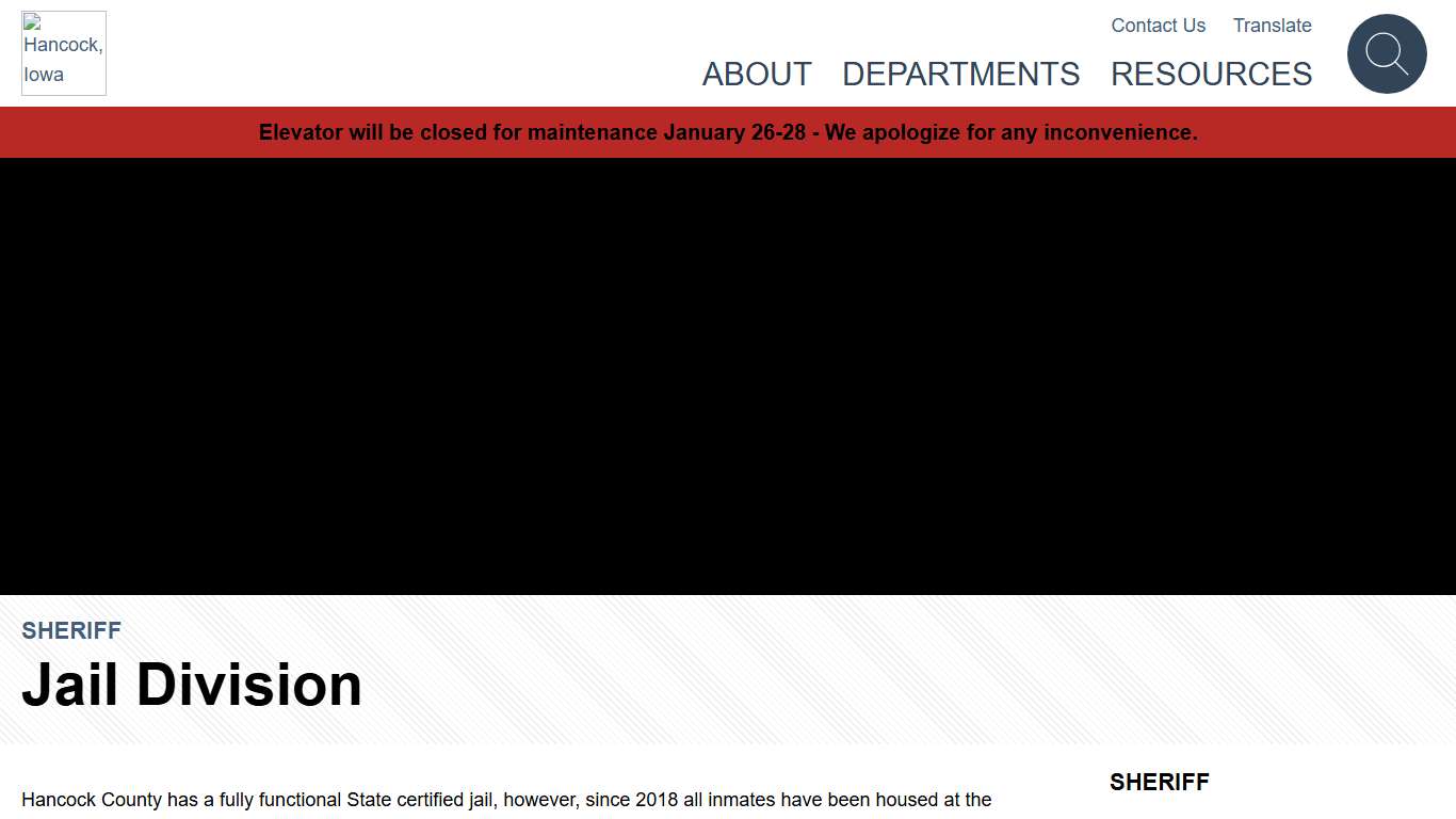 Jail Division - Sheriff's Office - Hancock County, Iowa