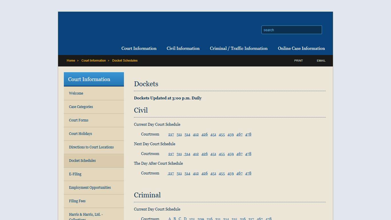 Dockets - Court Information Winnebago County 17 Judicial Circuit Clerk Design