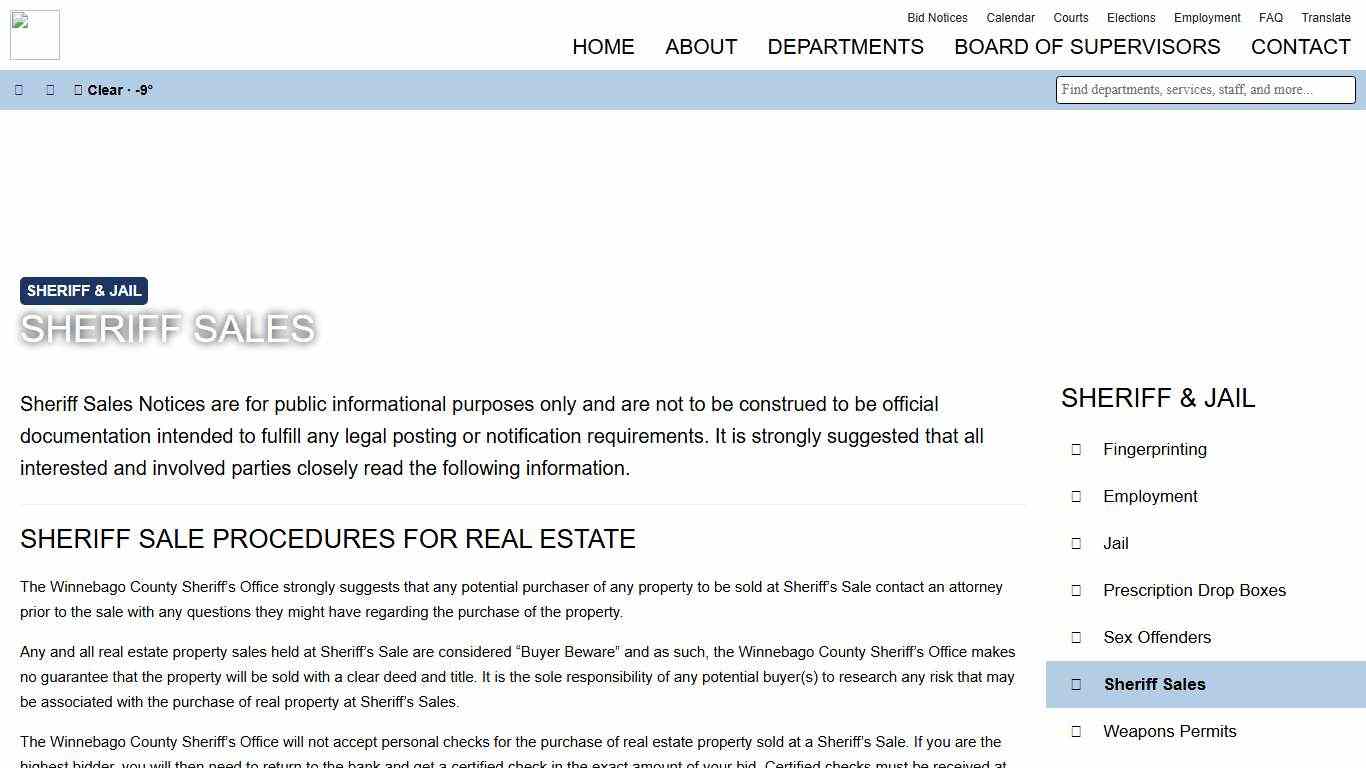 Sheriff Sales - Sheriff's Office - Winnebago County, Iowa