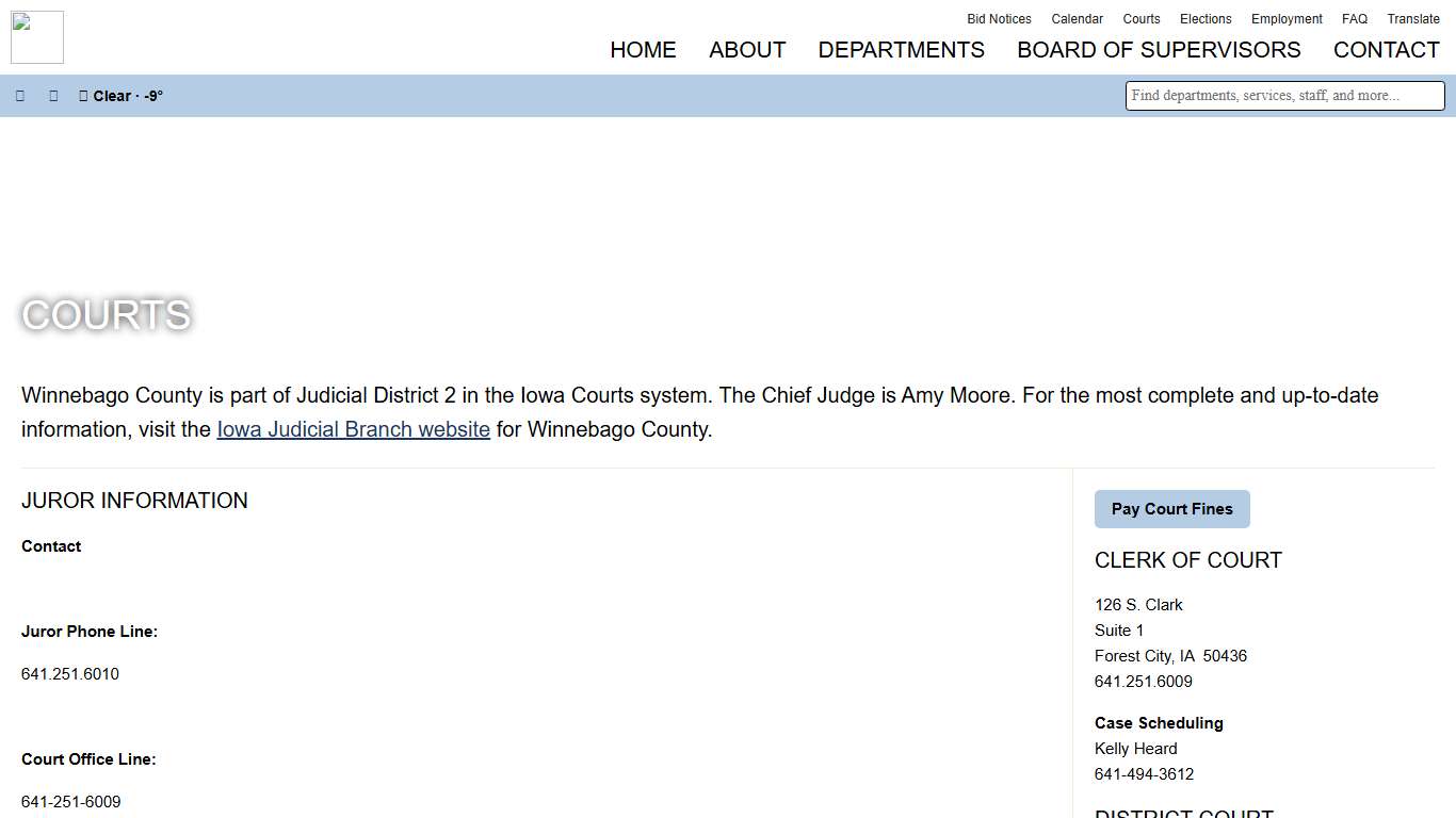 Courts and Juror Information - Winnebago County, Iowa